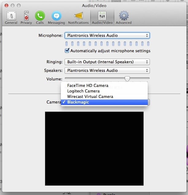 turn on your camera on a mac for skype